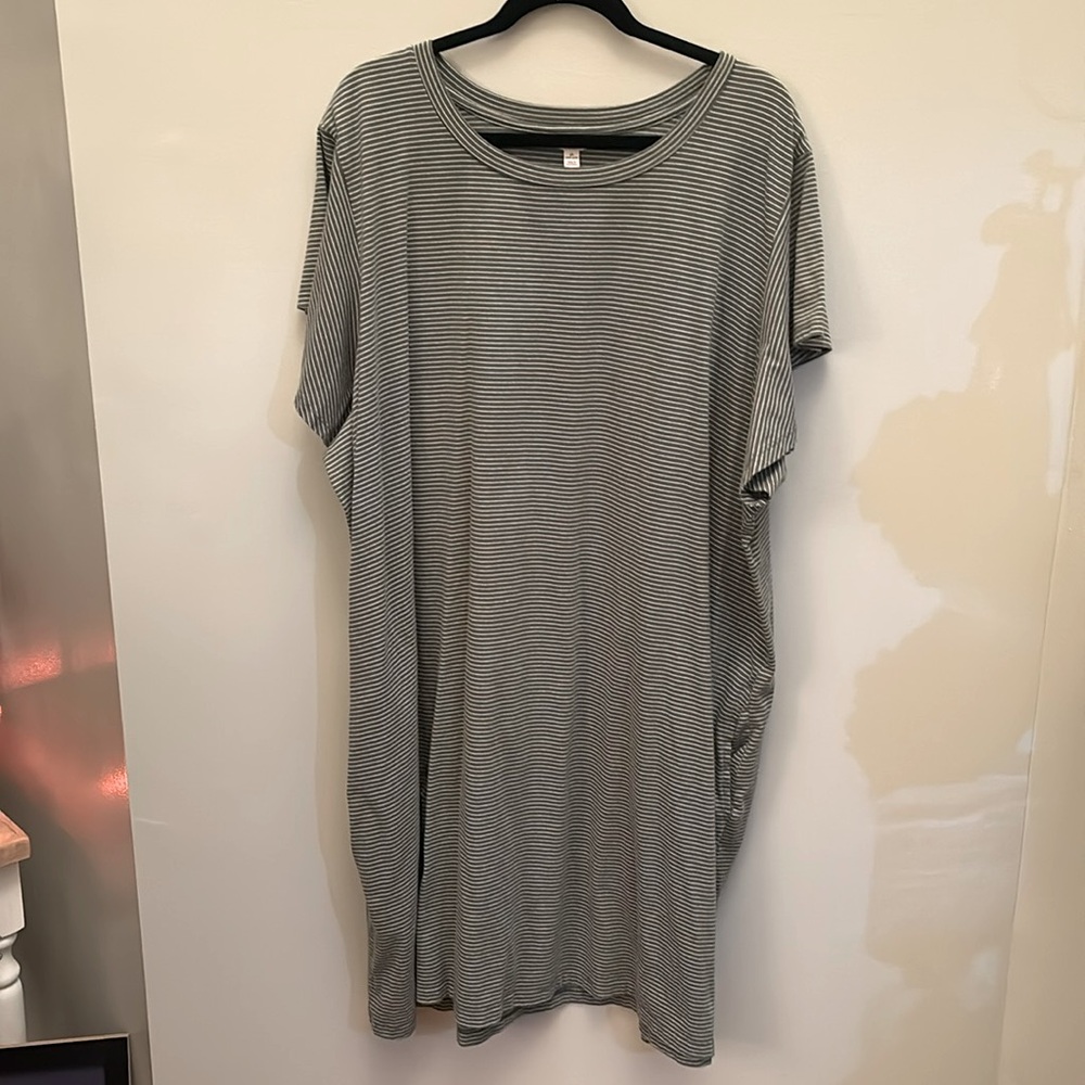 Army Green Striped Dress